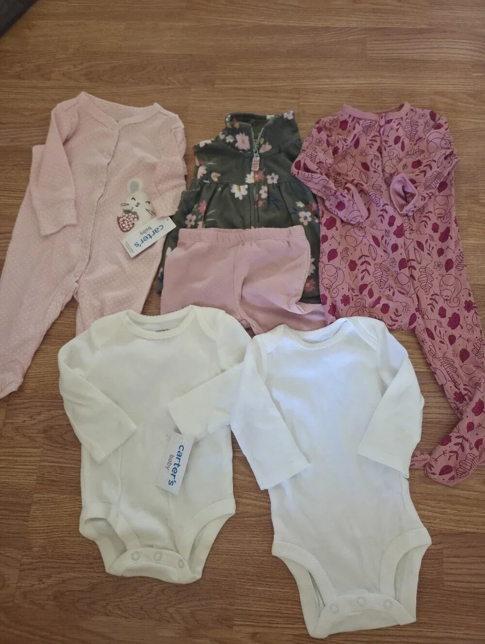 Carter's Girl 3 Months Bundle 6pcs Floral Squirrel Strawberry Mouse NEW